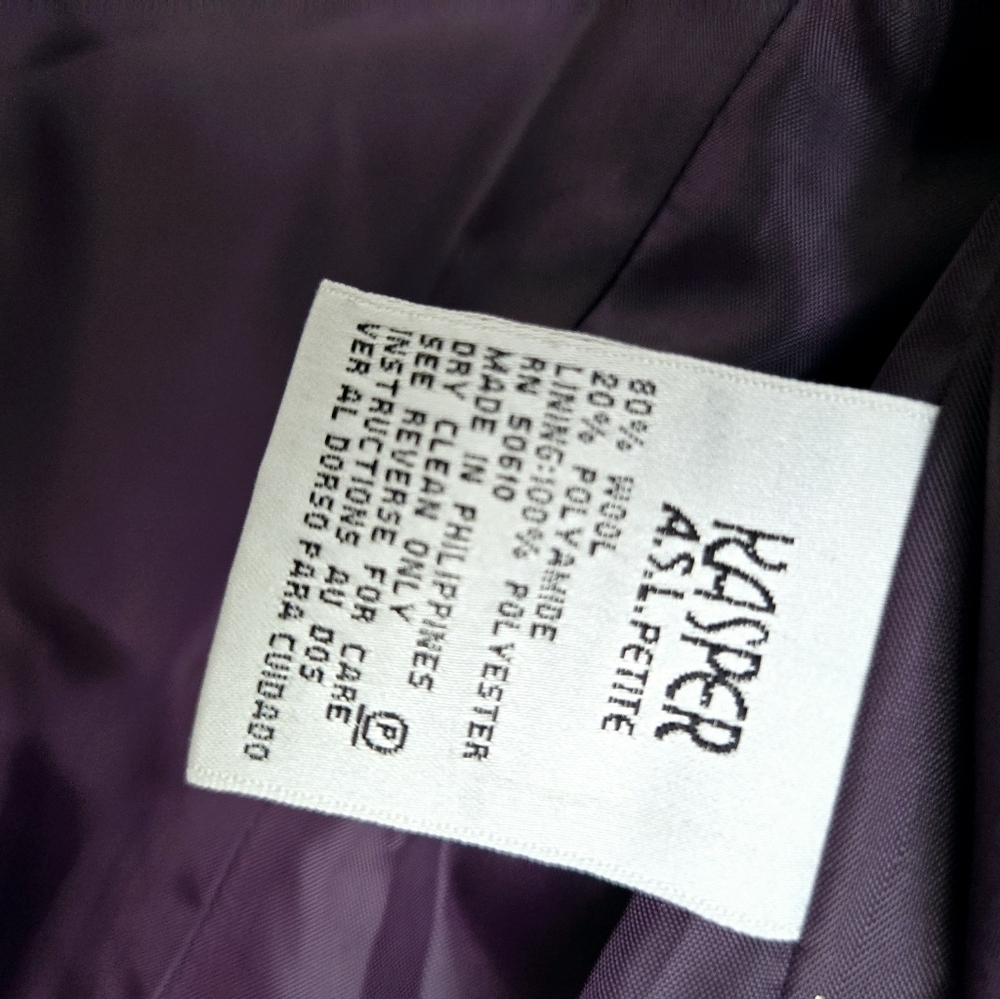Kasper ASL Blazer Size Petite 4 Vintage Suit Jacket SuitSeparates Wool Blend - Picture 4 of 9